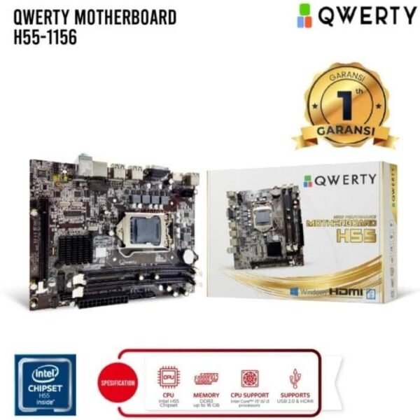 Qwerty H55 Motherboard Intel Socket LGA-1156 DDR3 NVME