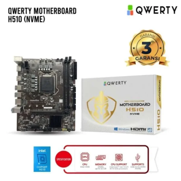 Qwerty H510 Motherboard Intel Socket LGA-1200 DDR4 NVME