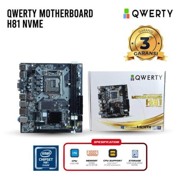 Qwerty H81 Motherboard Intel Socket LGA-1150 DDR3 NVME