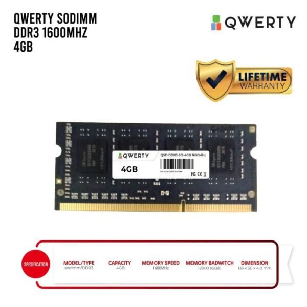 Qwerty SODIMM DDR3 Ram Laptop 4GB 8GB 12800-1600Mhz