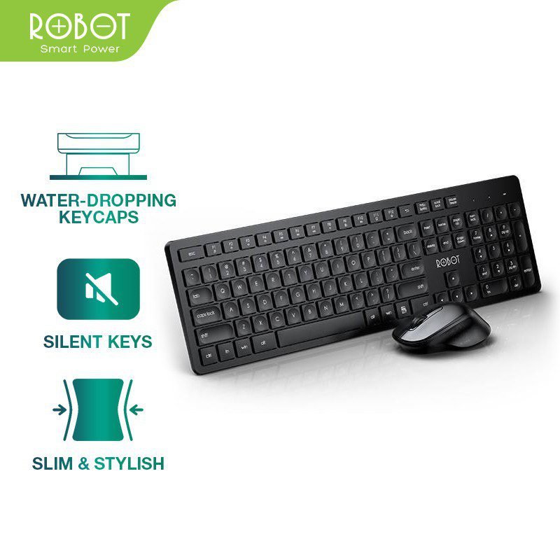 Robot KM4000 Wireless Keyboard & Mouse Combo Silent Key