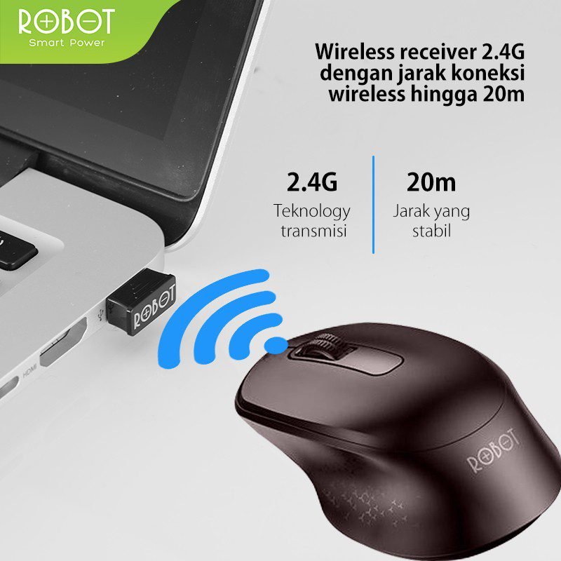 Robot M312 Mouse Wireless Silent Click 6D - Gambar 5